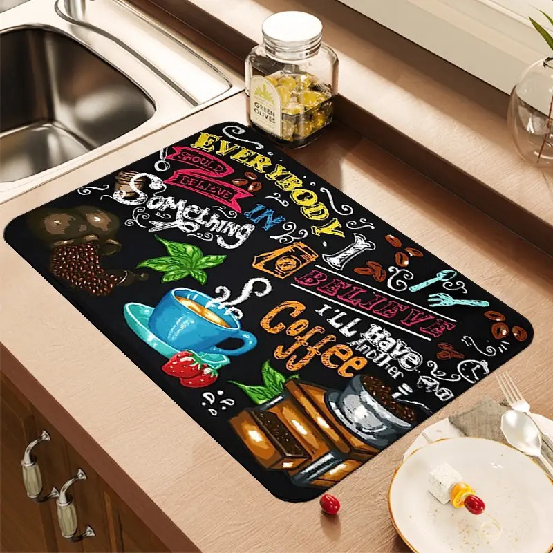 Creative Coffee Print Kitchen  - Bar Mat Rubber avaliação e preço