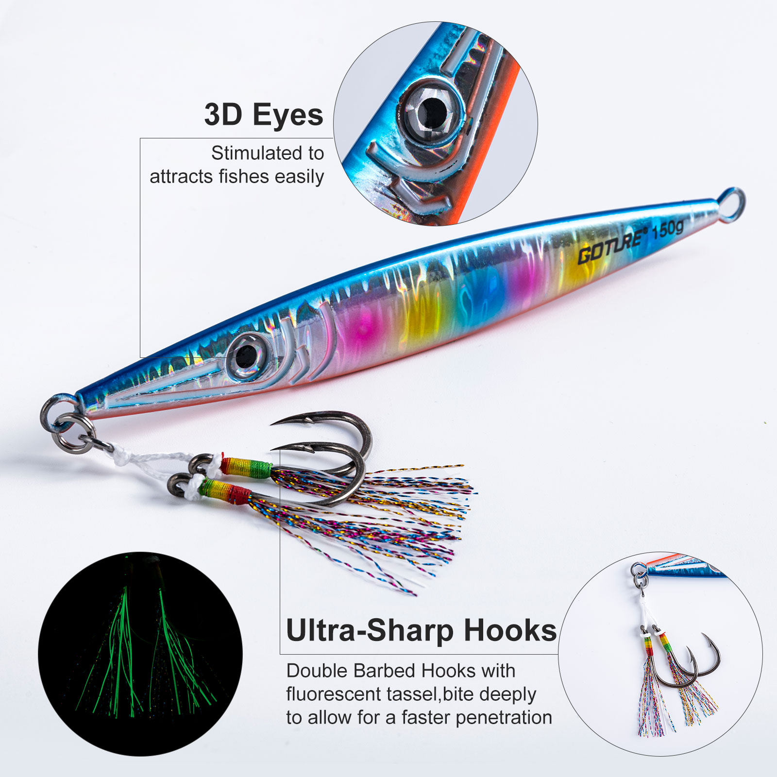 Goture Luminous Fast Sinking J - Jigger Double Sided avaliação e preço
