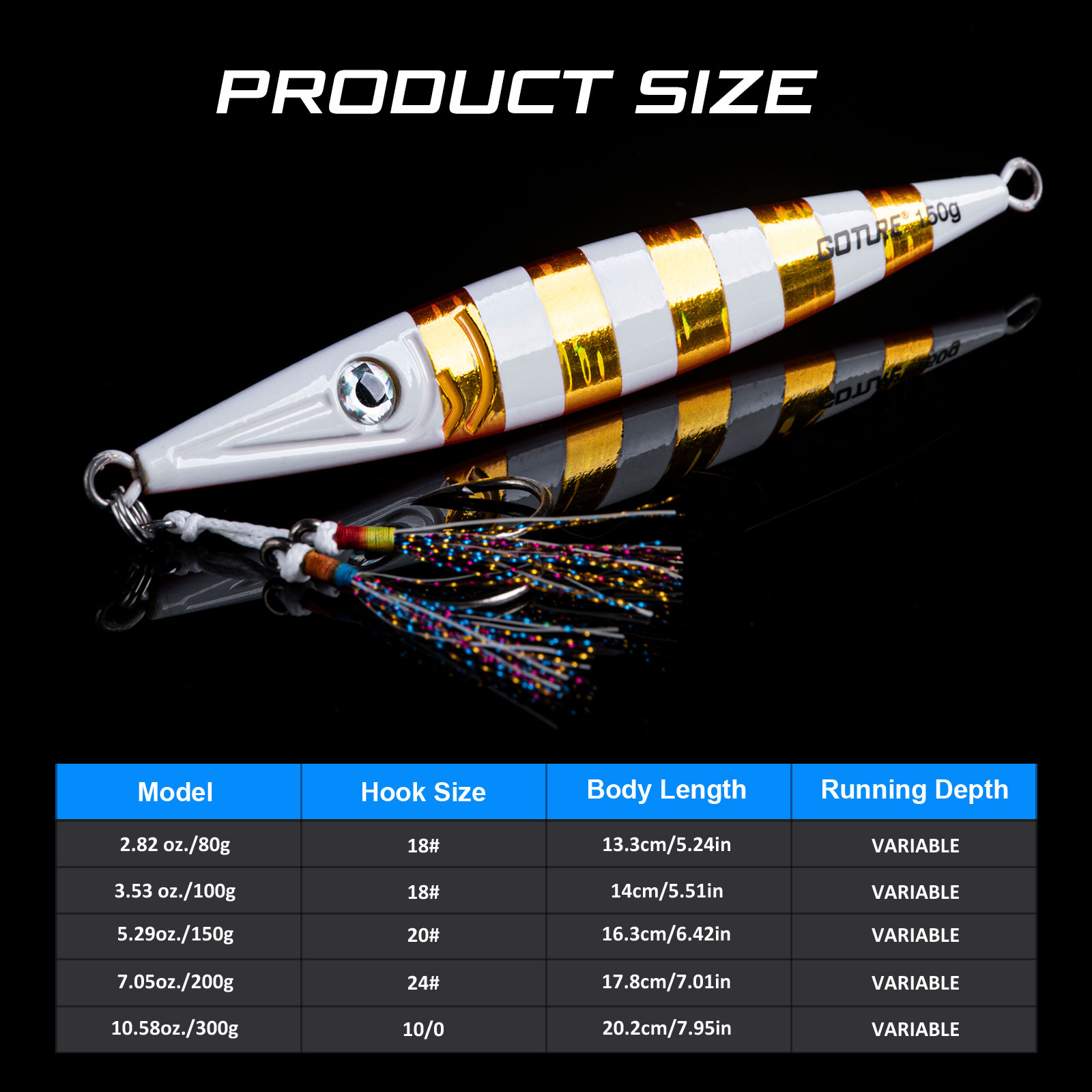 Goture Luminous Fast Sinking J - Jigger Double Sided avaliação e preço
