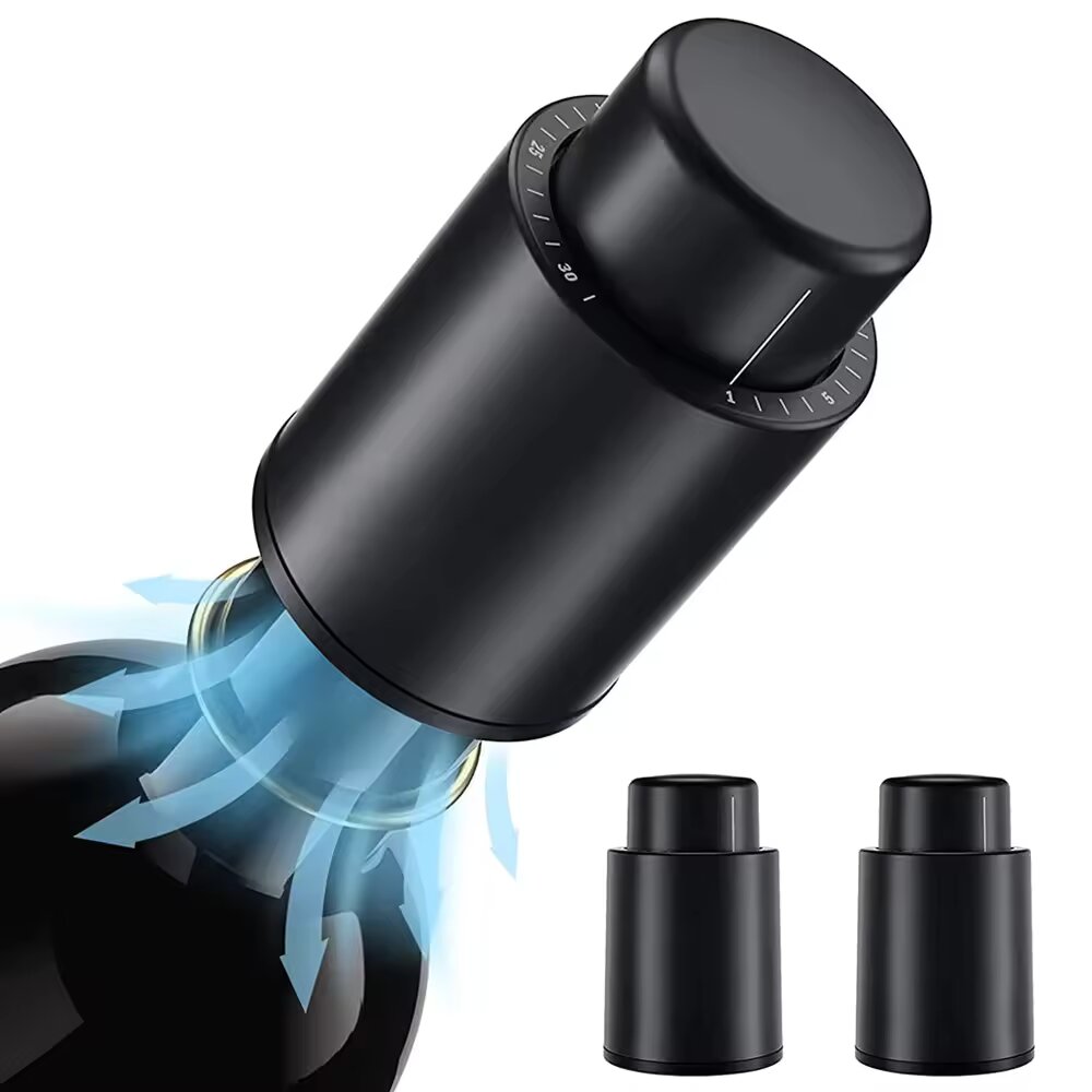 Black Vacuum-Sealed Wine Bottl - Wine Preservation Pump avaliação e preço