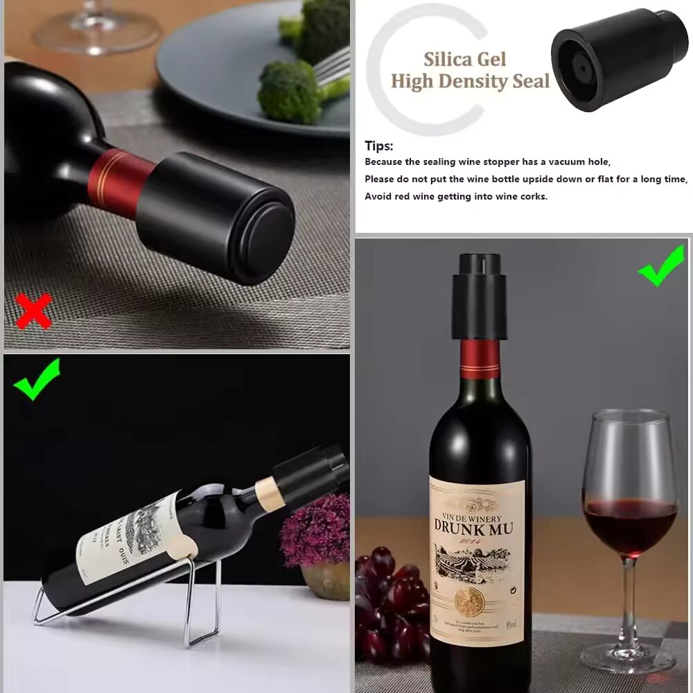 Black Vacuum-Sealed Wine Bottl - Wine Preservation Pump avaliação e preço