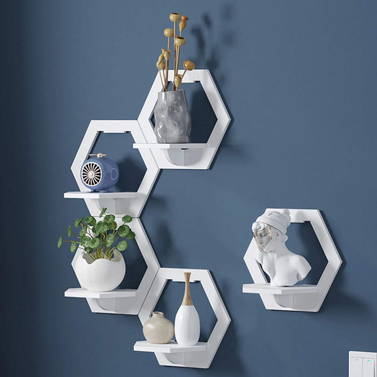 3Pcs Hexagon Wall Shelf Punch  - Home Bar Shelf avaliação e preço