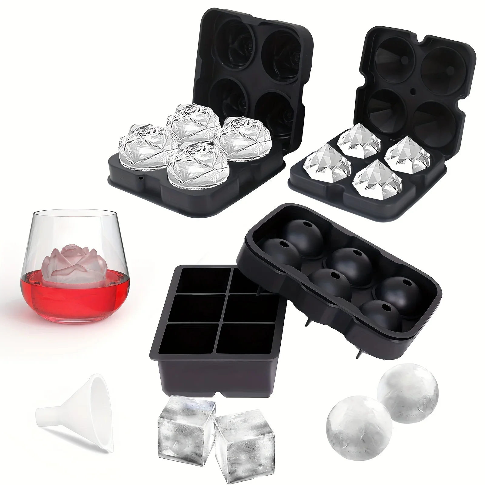 1pc 3D Rose Ice Cube Mold, Squ - Ice Mold Sphere avaliação e preço