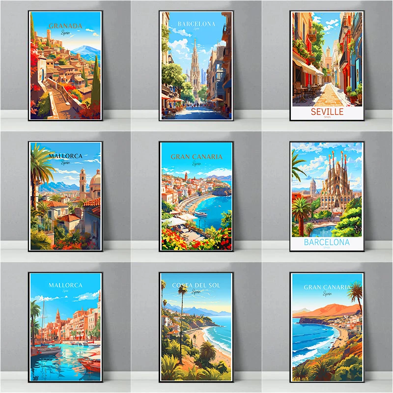 Spain Travel Poster Paris Gran - Home Barcelona avaliação e preço