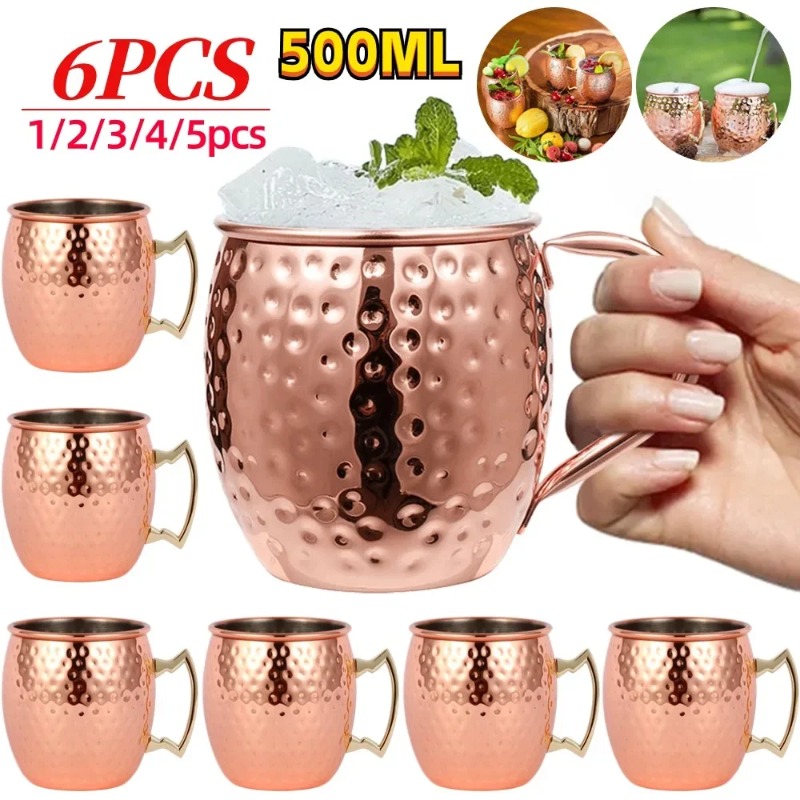 1-6PCS Cocktail Wine Cup Mosco - Mule Copper Mug avaliação e preço