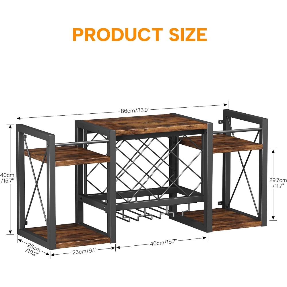 Wall Mounted Wine Rack with Gl - Home Bar Shelf avaliação e preço