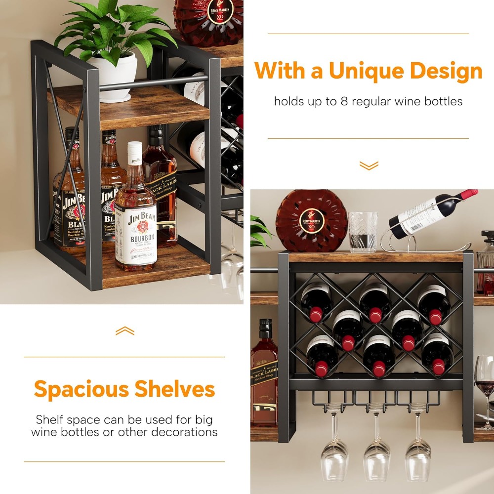 Wall Mounted Wine Rack with Gl - Home Bar Shelf avaliação e preço