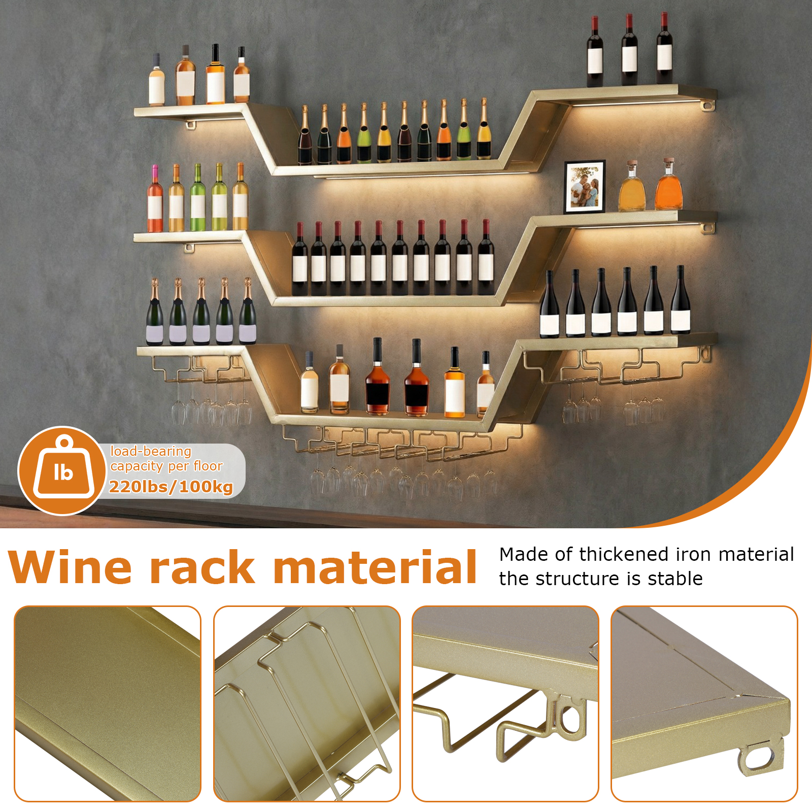 47/55inch Modern LED Wine Rack - Home Bar Shelf avaliação e preço