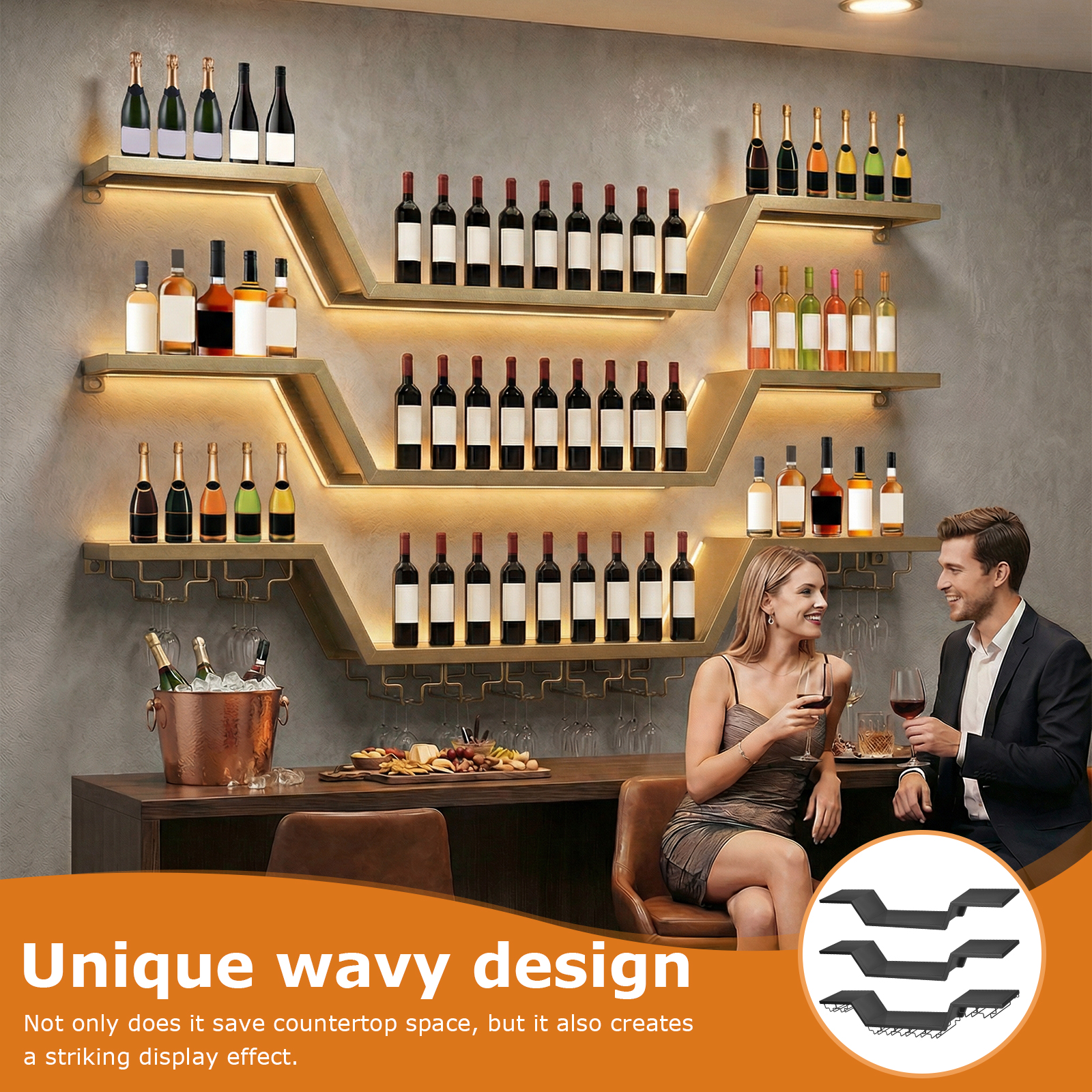 47/55inch Modern LED Wine Rack - Home Bar Shelf avaliação e preço