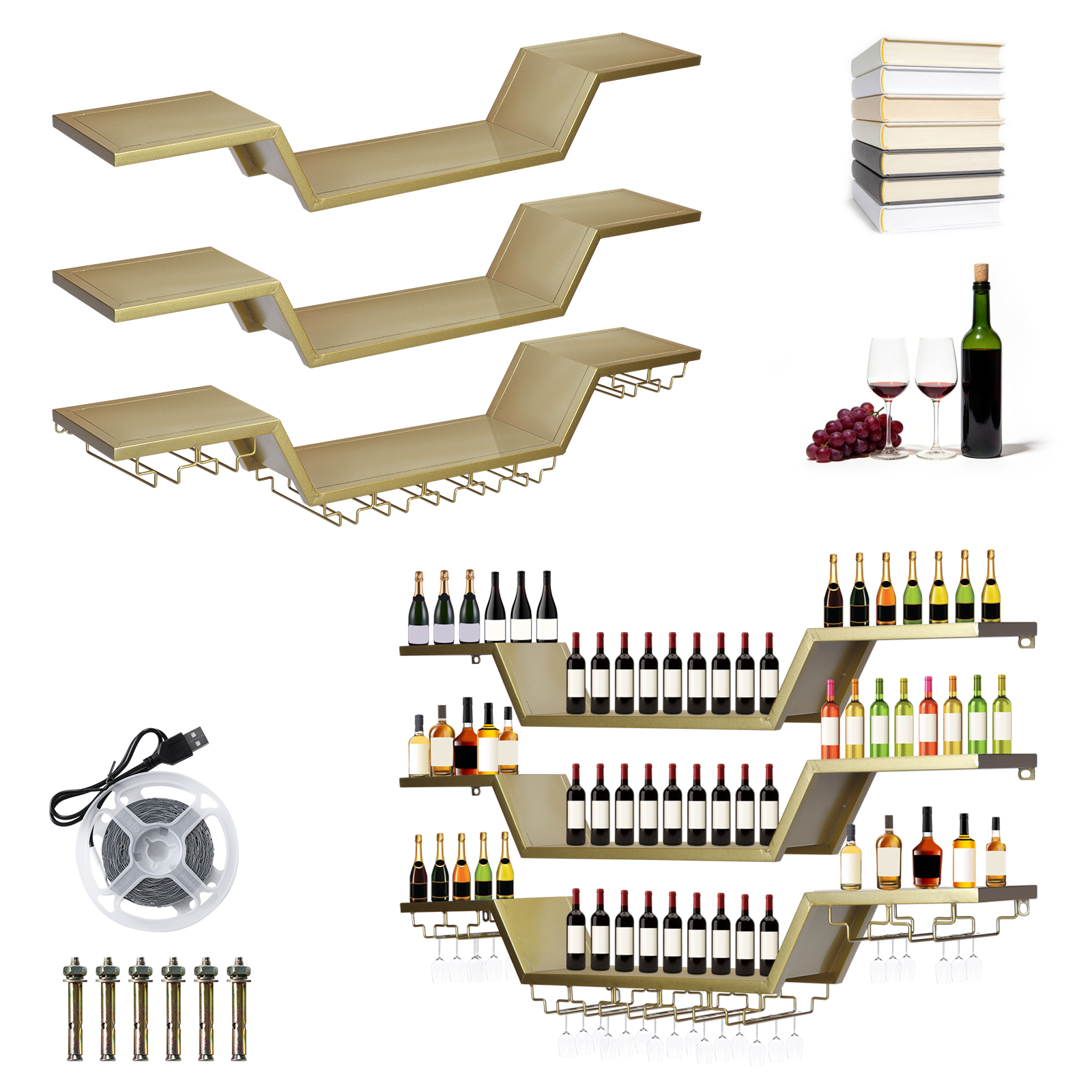 47/55inch Modern LED Wine Rack - Home Bar Shelf avaliação e preço