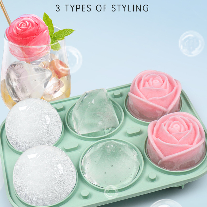 3D Rose Diamond Round Ice Cube - Ice Mold Sphere avaliação e preço