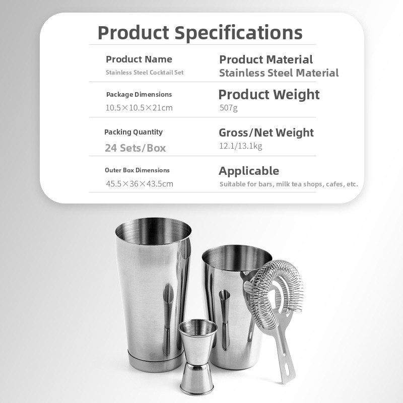 Stainless Steel Bar Tool Set C - Boston Shaker Set avaliação e preço