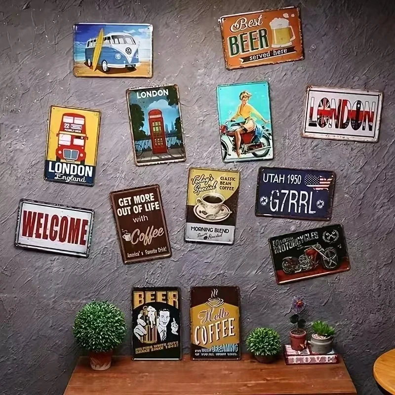 Vintage Iron Wall Sign Flat Me - Home Bar Word avaliação e preço