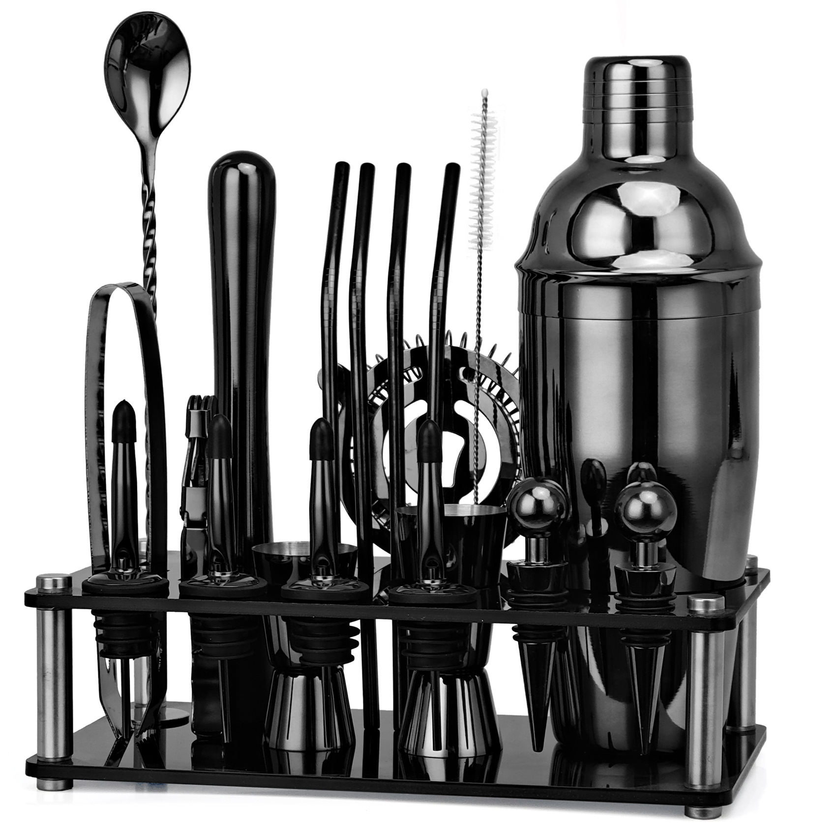 20pcs Black/Rose Gold/Silver 8 - Boston Shaker Set avaliação e preço