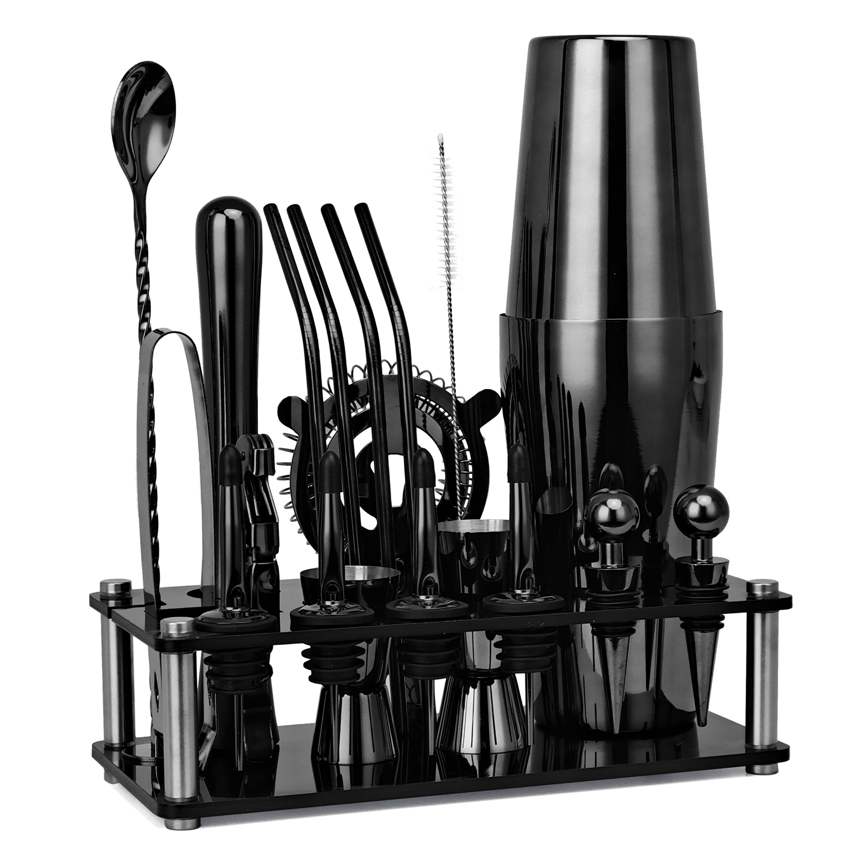 20pcs Black/Rose Gold/Silver 8 - Boston Shaker Set avaliação e preço