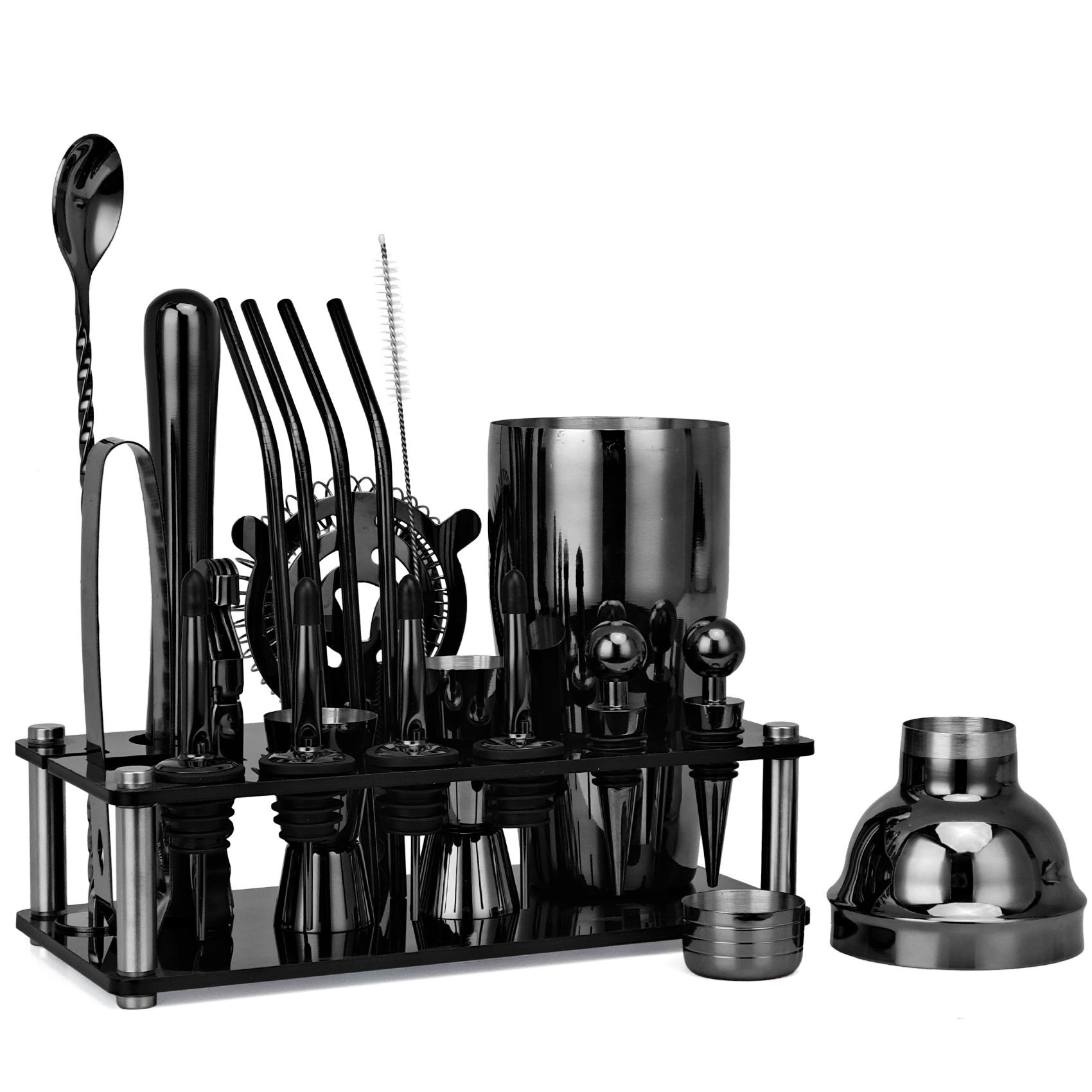 20pcs Black/Rose Gold/Silver 8 - Boston Shaker Set avaliação e preço