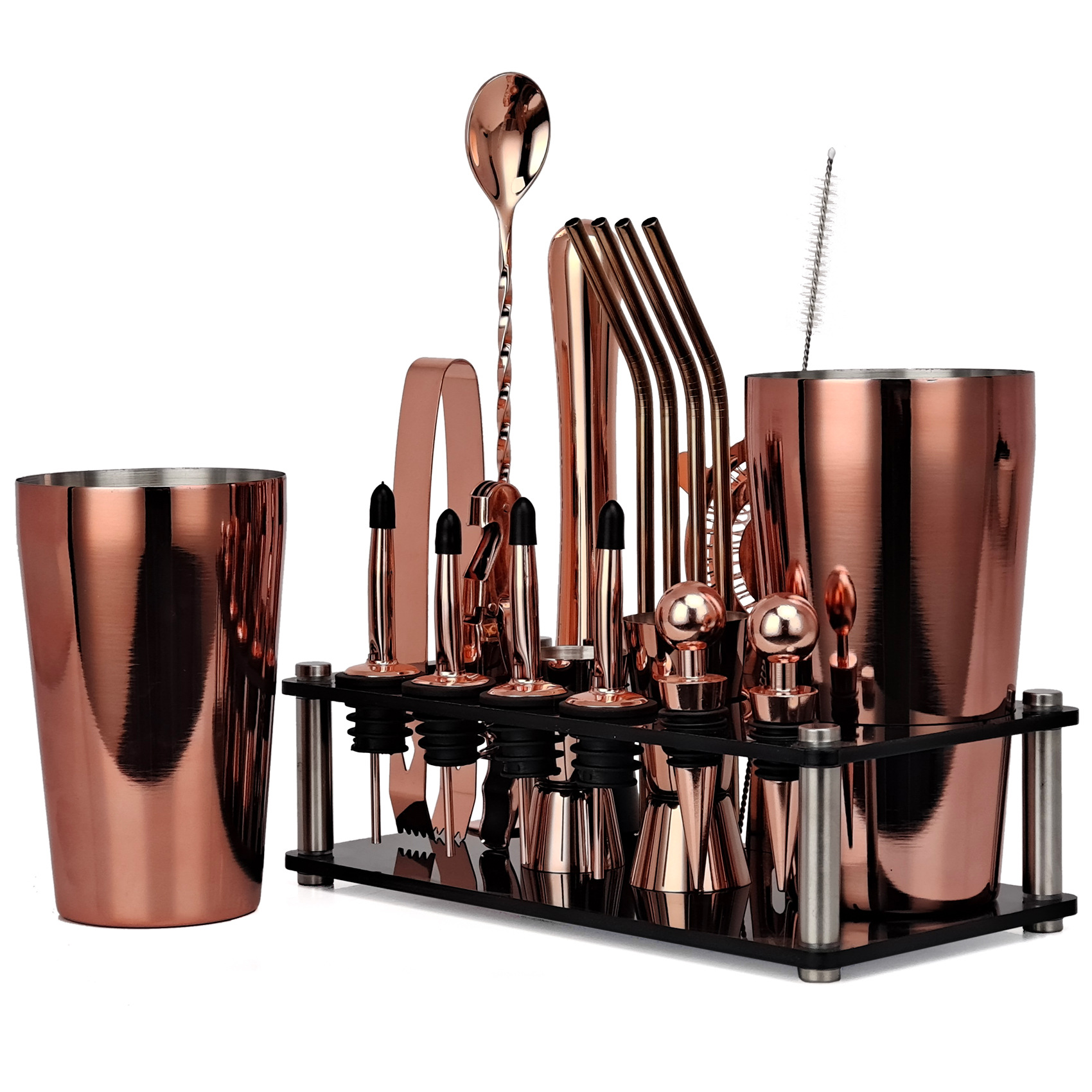 20pcs Black/Rose Gold/Silver 8 - Boston Shaker Set avaliação e preço