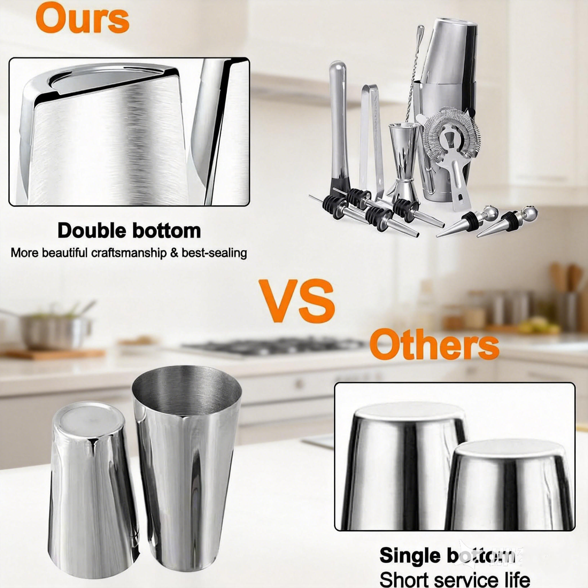 stllCamol Cocktail Shaker Bost - Boston Shaker Set avaliação e preço