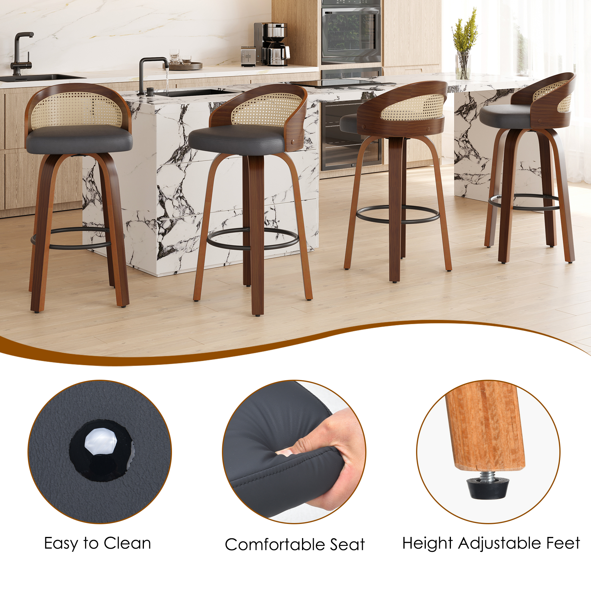 Set of 2 Swivel Bar Stools, Mo - Home Bar Lounge avaliação e preço