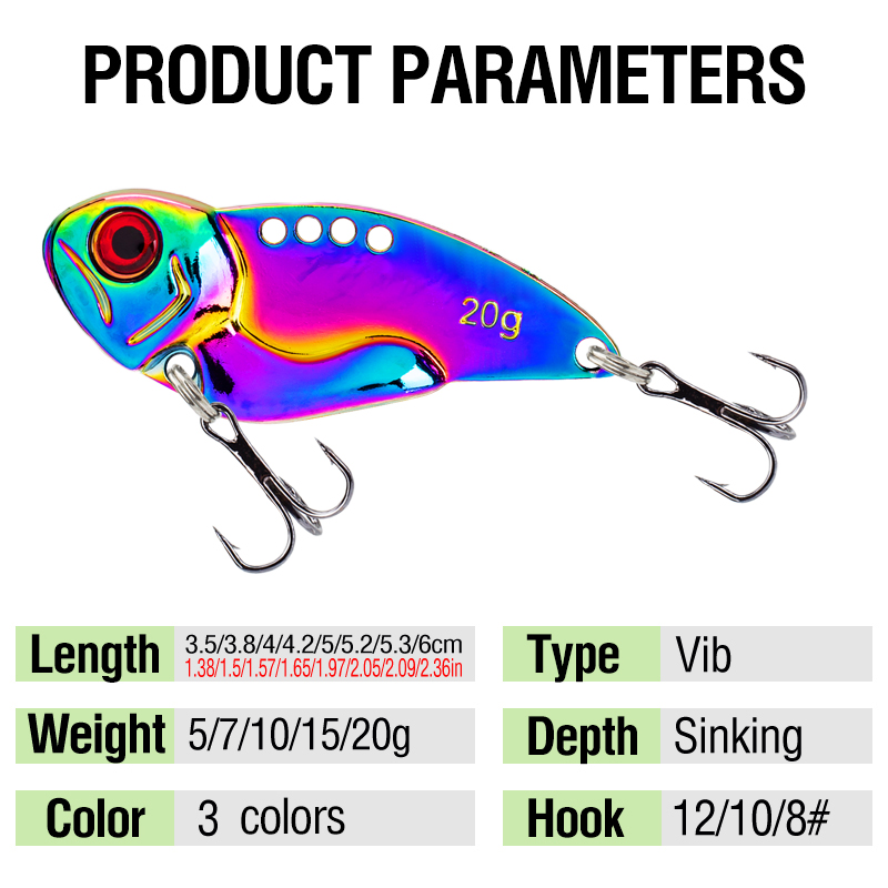 3PCS Metal Colorful VIB Lure 5 - Jigger Double Sided avaliação e preço