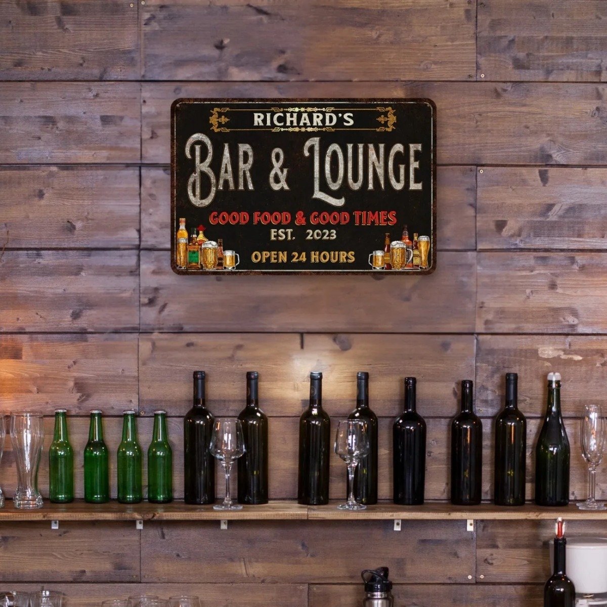 Custom Bar & Lounge Sign Bar a - Home Bar Lounge avaliação e preço