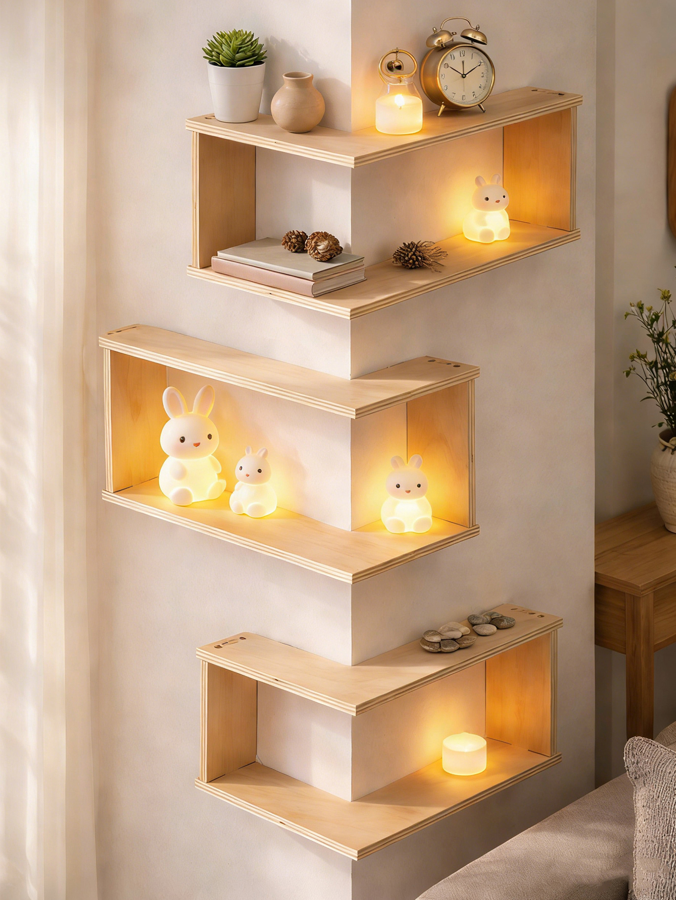Corner Floating Wooden Shelves - Home Bar Shelf avaliação e preço