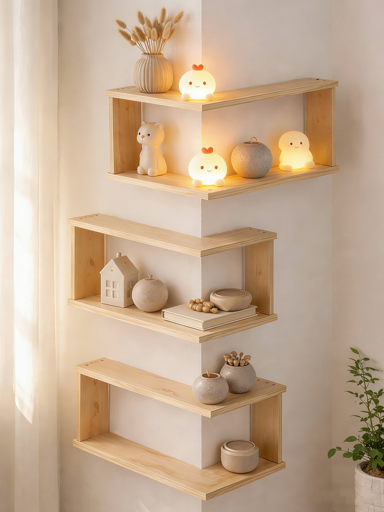 Corner Floating Wooden Shelves - Home Bar Shelf avaliação e preço