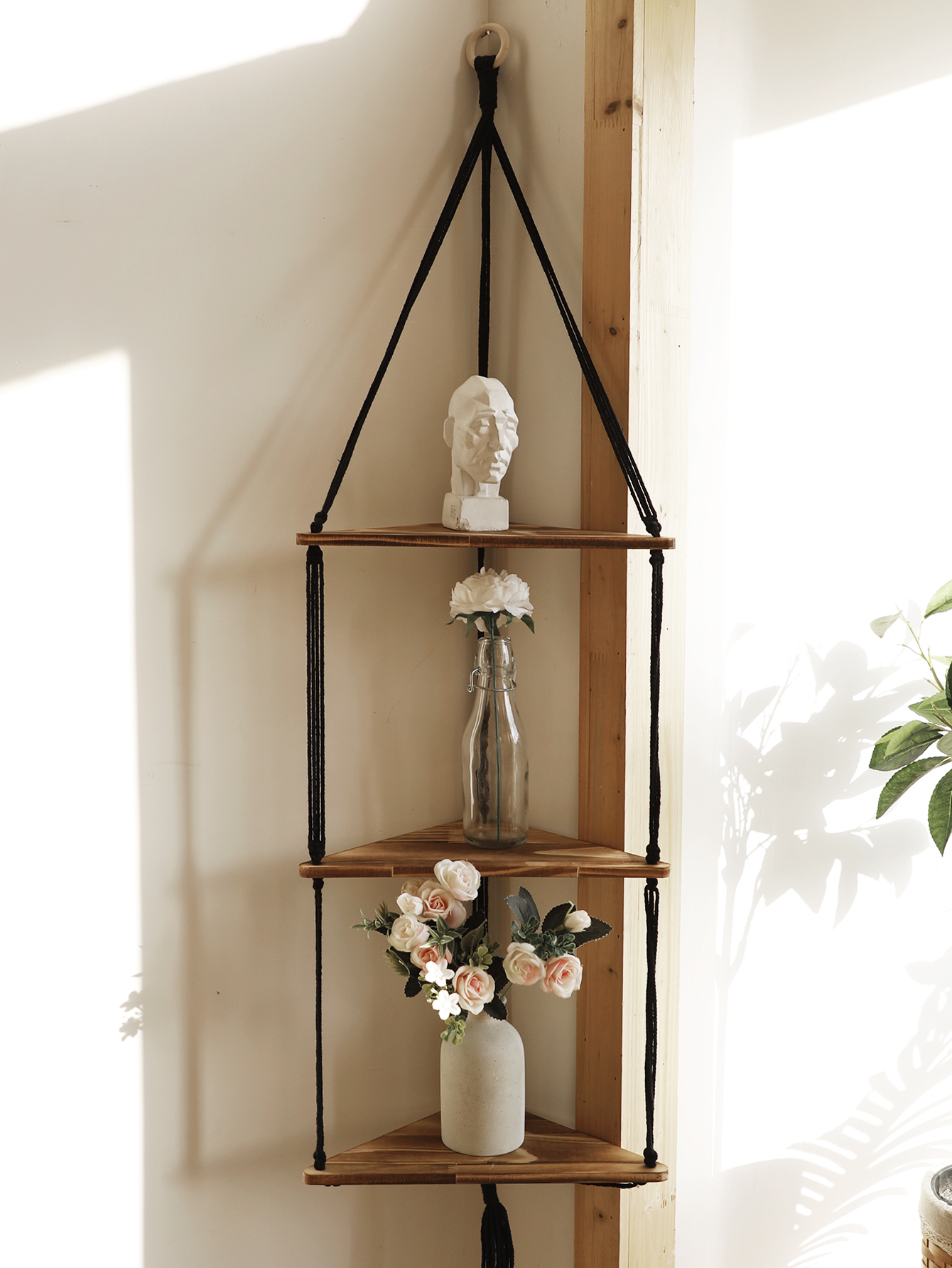 Wooden Corner Shelf Wall Decor - Home Bar Shelf avaliação e preço