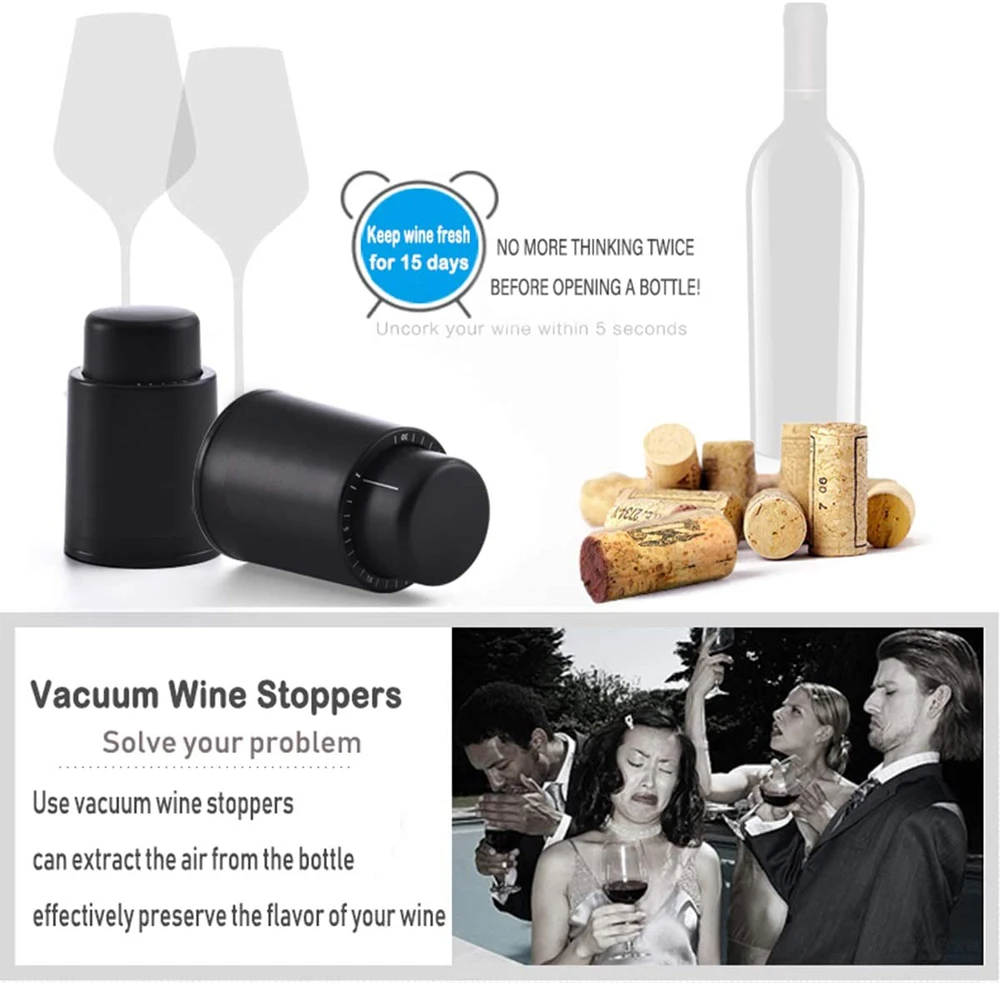 Vacuum Wine Bottle Cap Stopper - Wine Preservation Pump avaliação e preço
